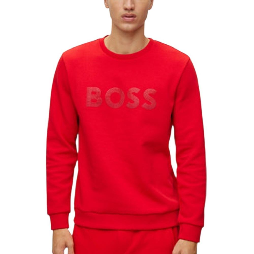 Boss Hugo Boss Men's Crewneck Long-Sleeves Red Logo Sweatshirt Medium NWOT $159